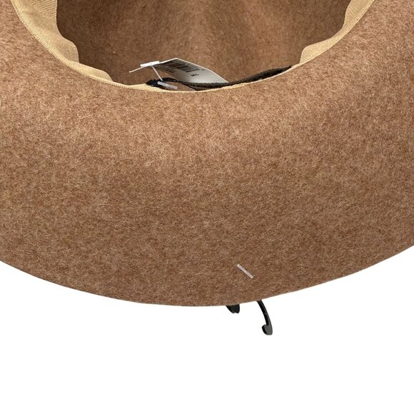 Banana Republic  Factory Wool Felt Fedora Hat M/L Brown Fall Tan Bow Cognac - Picture 7 of 9